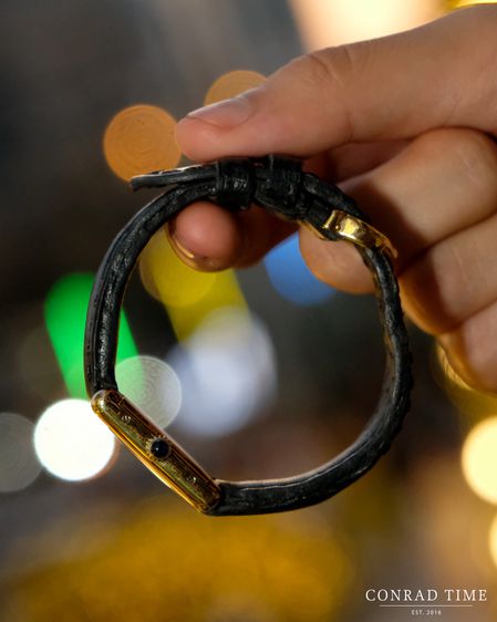 VINTAGE 1980S MUST DE CARTIER BLACK ROMAN NUMERAL DIAL TANK (FULL SET) 23x30 mm รูปที่ 6