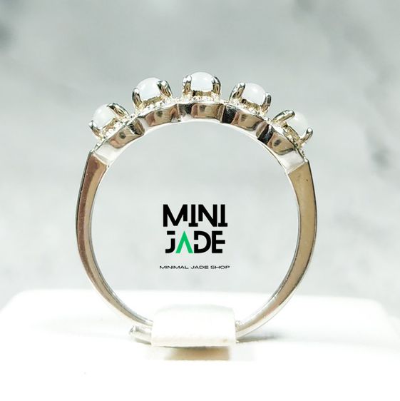 แหวนหยก ICE JADE 5เม็ด เนื้อแก้วใส รูปที่ 4
