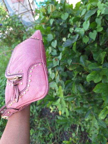 Fendi screw studs pink leather vintage shoulder bag  รูปที่ 8