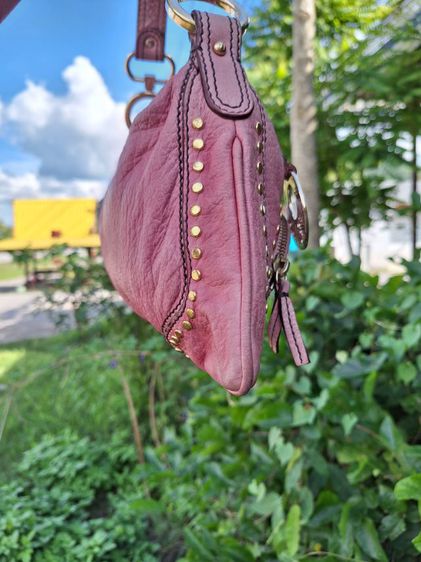 Fendi screw studs pink leather vintage shoulder bag  รูปที่ 4
