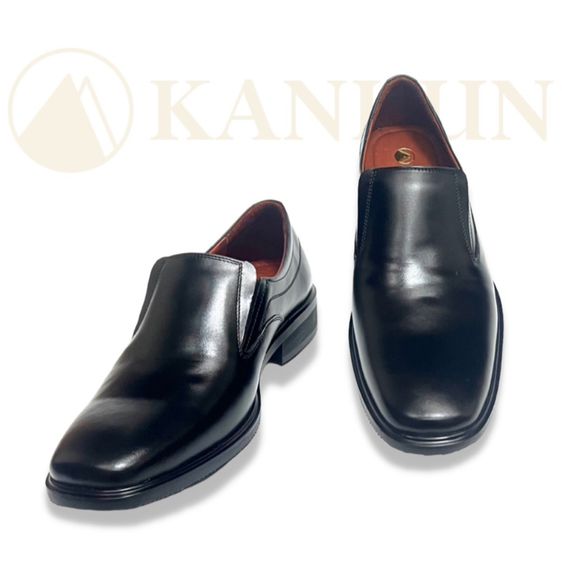 KANKUN Formal leather shoes รองเท้าคัทชูหนังแท้ เกรดพรีเมี่ยม ทรงทางการ รูปแบบสวม สีดำสุภาพ สวยดีไซน์ทันสมัย หนังนิ่ม พื้นนุ่มพิเศษ รูปที่ 4