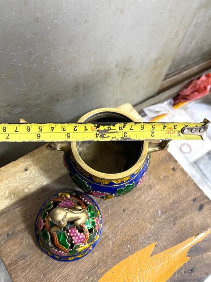 กระถาง กำยาน ทองเหลืองลงยาสะสม A10 รูปที่ 13