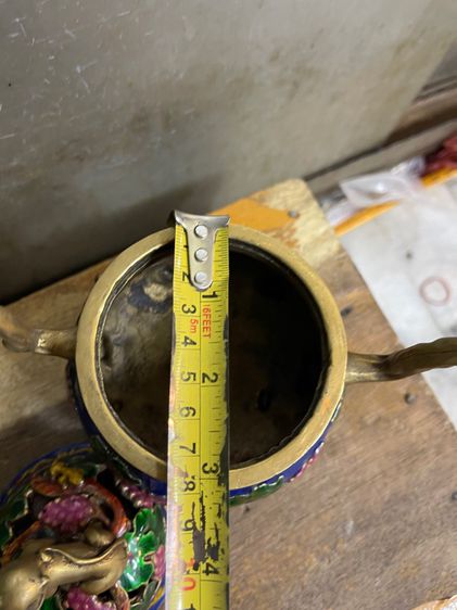 กระถาง กำยาน ทองเหลืองลงยาสะสม A10 รูปที่ 14