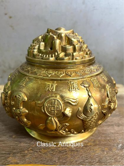 โถ ก้อนทองจีน ทองเหลืองสะสมA11 รูปที่ 3