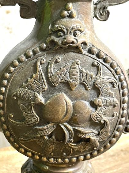 กาน้ำชา ลายค้างคาวจีนทองเหลือง สะสม รูปที่ 2