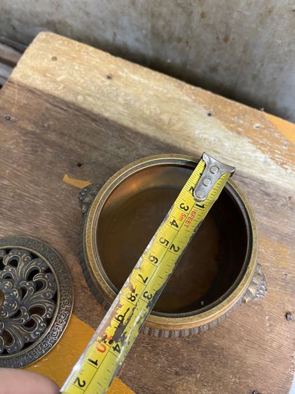 กระถาง กำยาน หัวสิงห์ทองเหลืองสะสมA56 รูปที่ 12