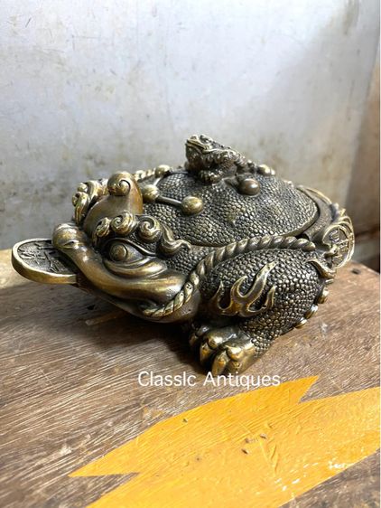 คางคก คาบเหรียญจีน กิมเซียมซูทองเหลืองสะสม รูปที่ 7