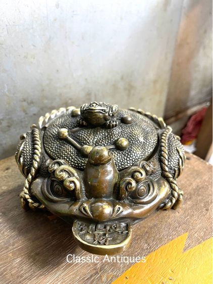 คางคก คาบเหรียญจีน กิมเซียมซูทองเหลืองสะสม รูปที่ 2