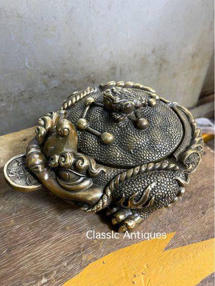 คางคก คาบเหรียญจีน กิมเซียมซูทองเหลืองสะสม รูปที่ 9