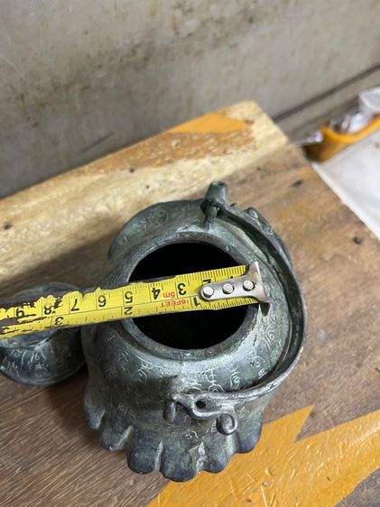 กาน้ำชา เต่าสลักอักษรจีนทองเหลืองสะสม รูปที่ 10