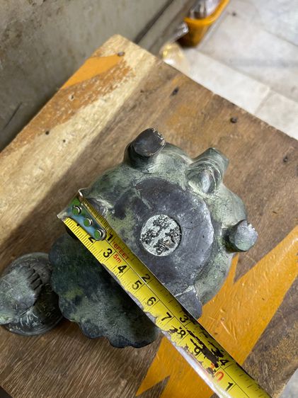 กาน้ำชา เต่าสลักอักษรจีนทองเหลืองสะสม รูปที่ 12