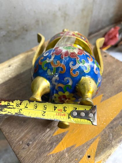 กระถาง กำยาน หัวสิงห์ทองเหลืองถมปัดสะสม A18 รูปที่ 9