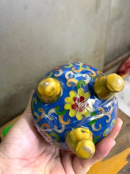 กระถาง กำยาน หัวสิงห์ทองเหลืองถมปัดสะสม A18 รูปที่ 5