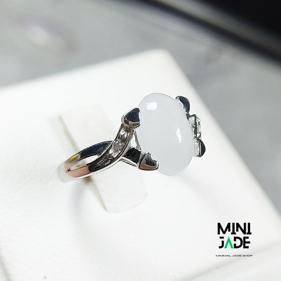 แหวนหยกพม่า Ice Jade เนื้อลำใยกึ่งใส รูปที่ 4