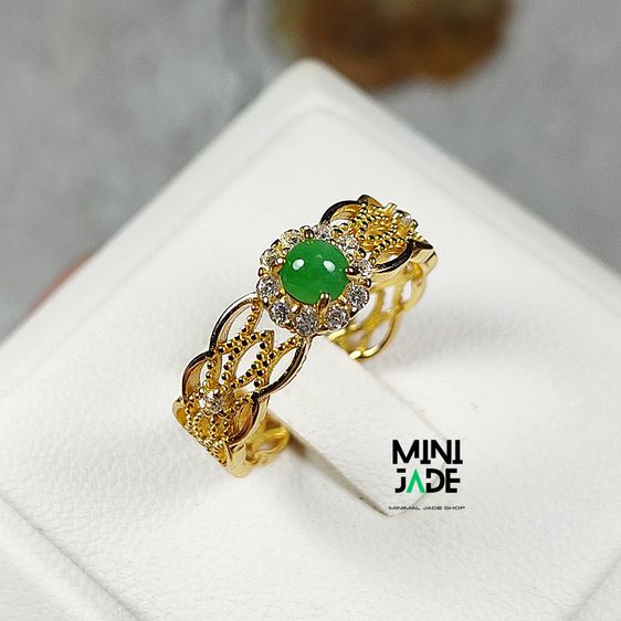 แหวนหยกพม่า สี Green Apple สีสด รูปที่ 2