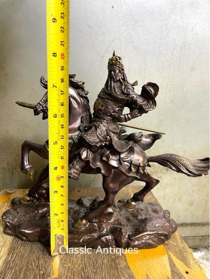 เทพเจ้ากวนอู ขี่ม้าทองเหลือง สะสม A11 รูปที่ 7