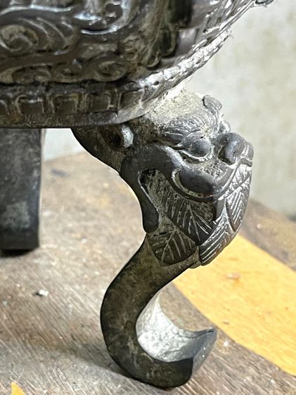 กระถาง กำยานหัวสิงห์ ทองเหลือง สะสมA40 รูปที่ 11