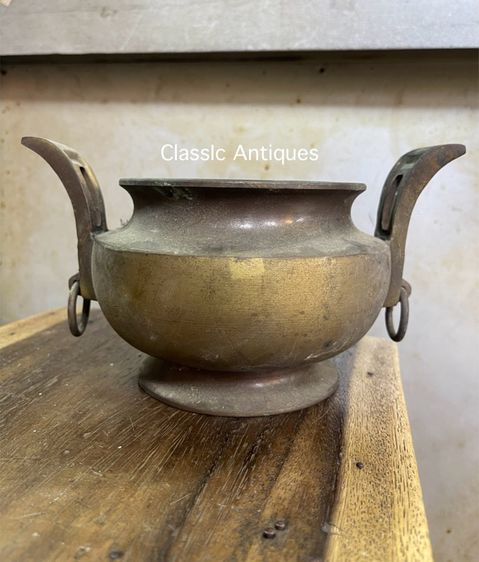 กระถาง ทองเหลืองสองหูสะสม A13 รูปที่ 6