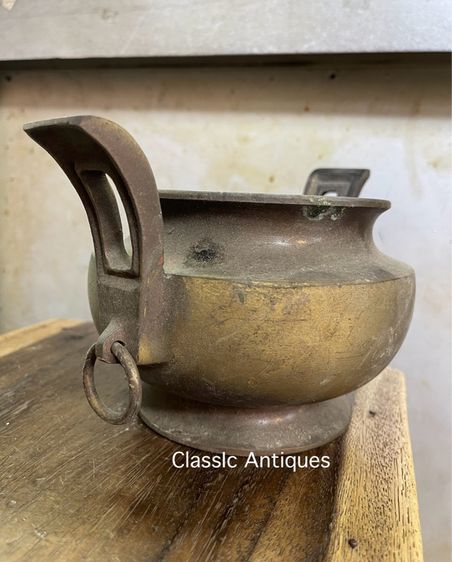 กระถาง ทองเหลืองสองหูสะสม A13 รูปที่ 3