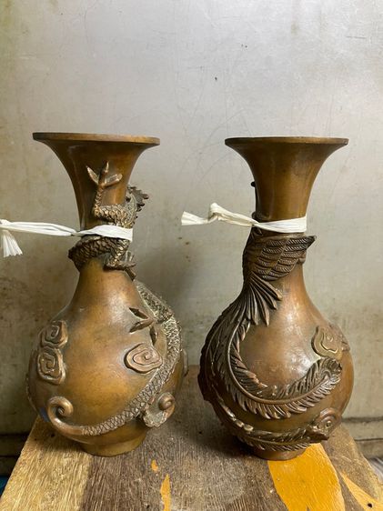 แจกัน หงษ์มังกร ทองเหลืองA2 รูปที่ 9