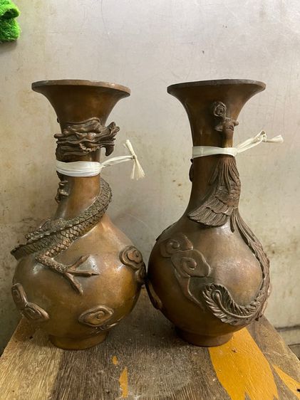 แจกัน หงษ์มังกร ทองเหลืองA2 รูปที่ 6