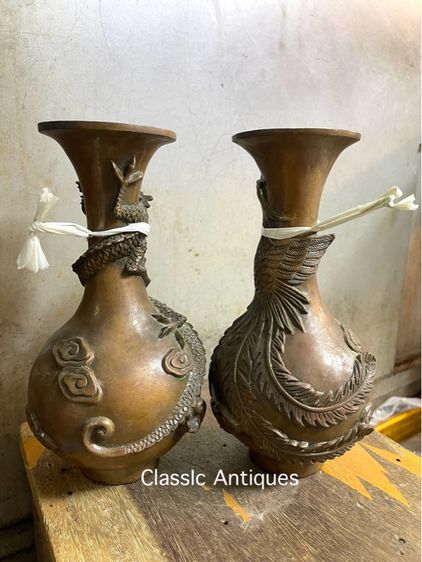 แจกัน หงษ์มังกร ทองเหลืองA2 รูปที่ 3