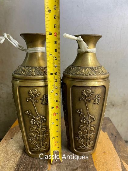 แจกัน ดอกไม้สี่ฤดู ทองเหลืองสะสมA7 รูปที่ 9