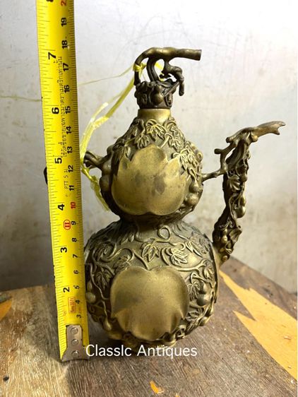 กาน้ำชา น้ำเต้า ทองเหลืองสะสม รูปที่ 9