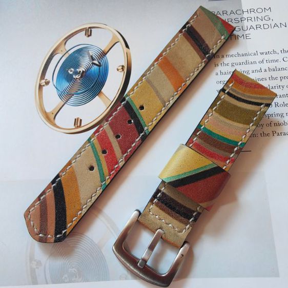 สายนาฬิกา 20mm. ตัดจากกระเป๋า Paul Smith ของแท้มือสอง งาน Handmade ใส่กับนาฬิกา smart watch ได้ รูปที่ 4