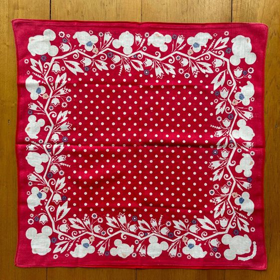 ผ้าเช็ดหน้ามิกกี้เมาส์ มินนี่เมาส์ ลายใบไม้ ลายจุด Mickey Mouse Minnie Mouse Bandana รูปที่ 3