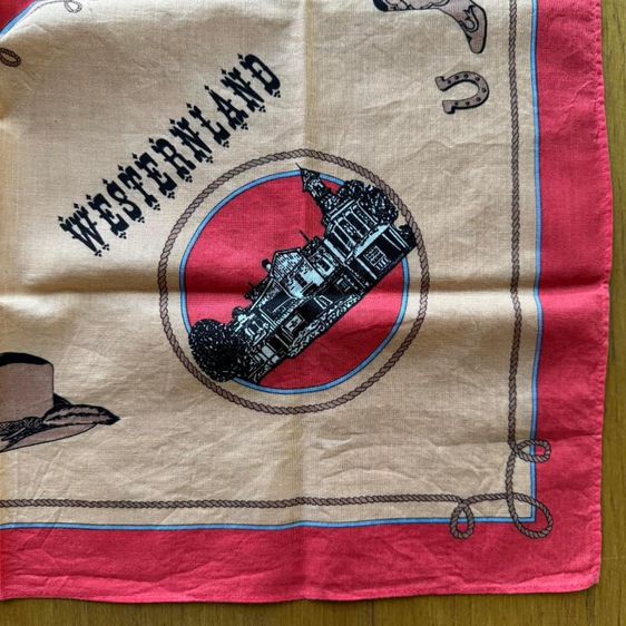 ผ้าเช็ดหน้ามิกกี้เมาส์ มินนี่เมาส์ ลายคาวบอย WESTERNLAND MCMLXXXVIII Walt Disney Co. Mickey Mouse Minnie Mouse Bandana รูปที่ 3