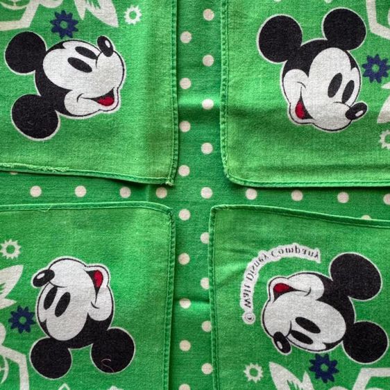 ผ้าเช็ดหน้ามิกกี้เมาส์ มินนี่เมาส์ ลายใบไม้ ลายจุด Mickey Mouse Minnie Mouse Bandana รูปที่ 4