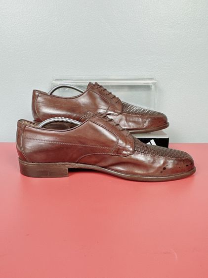 รองเท้าหนังแท้ Johnston And Murphy Sz.13us47eu31cm Made in Italy สีน้ำตาล พื้นหนัง Upperหนังสาน สภาพสวย ไม่ขาดซ่อม รูปที่ 8