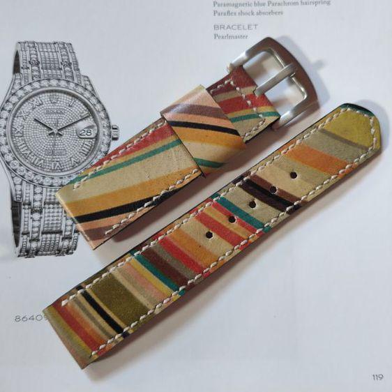 สายนาฬิกา Paul Smith 22 mm. ตัดจากกระเป๋าพอลสมิธของแท้ Handmade แถมสปริงบาร์ รูปที่ 3