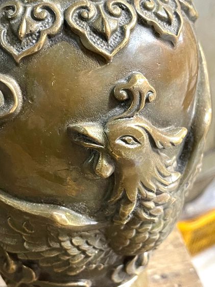 แจกัน หงษ์มังกร ทองเหลืองสะสมA3 รูปที่ 7