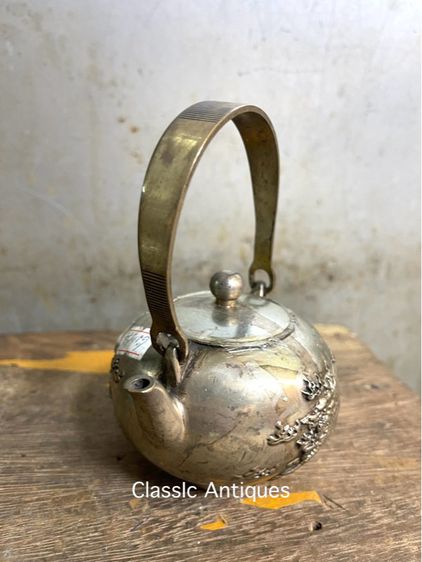 กาน้ำชา กิเลน ทองเหลืองกะไหล่เงิน รูปที่ 2