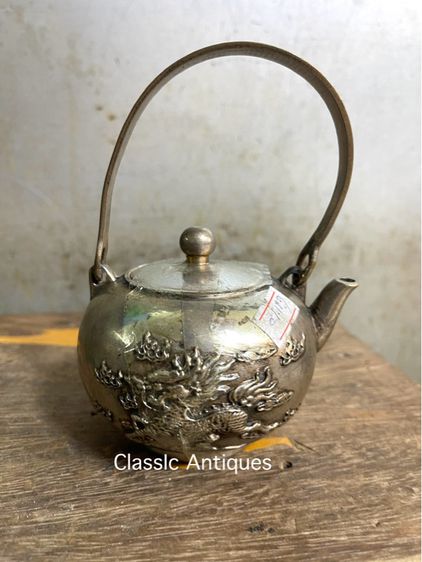 กาน้ำชา กิเลน ทองเหลืองกะไหล่เงิน รูปที่ 3