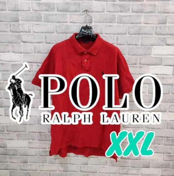 Polo Ralph Lauren เสื้อโปโล XL แขนสั้น เสื้อยืด POLO🏇👕แดงโสดดสดด