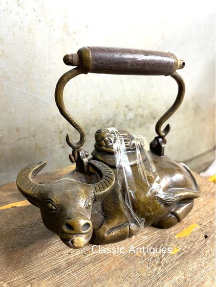 กาน้ำชา เด็กนอนบนหลังควายทองเหลือง รูปที่ 2