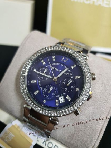 Michael Kors Parker Chronograph Navy Dial Stainless Steel Ladies Watch รูปที่ 4