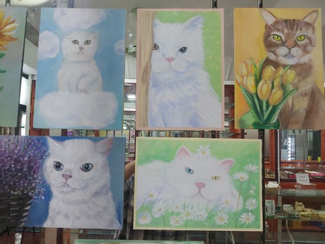 ภาพวาดน้องแมว สีชอล์คน้ำมันบนกระดาษขนาด a4 รูปที่ 2