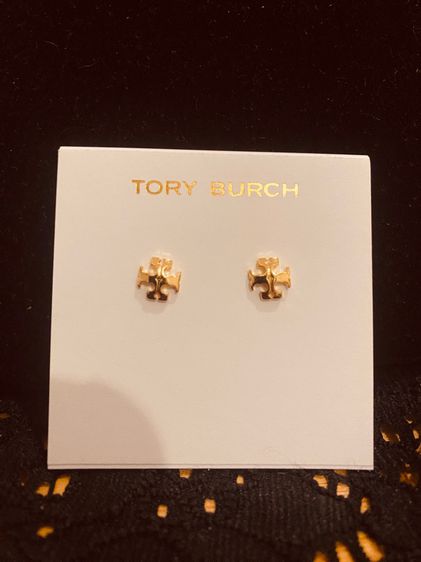 โลหะ Tory Burch แท้ ต่างหูสีทองขนาด 1 cm สวย หรู minimal 