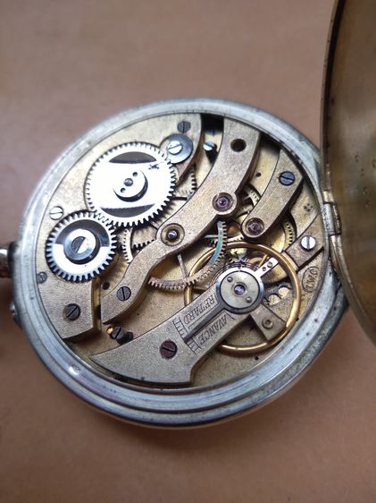 Vintage L.W.C.pocket watch silver body 1904's นาฬิกาพก ไขลาน หน้ากระเบื้อง เรือนเงินตอกโต็ต ขอบกะไหล่นาก เก่าอายุ100กว่าปี เดินปรกติ  รูปที่ 4
