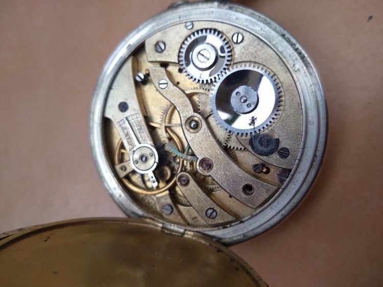 Vintage L.W.C.pocket watch silver body 1904's นาฬิกาพก ไขลาน หน้ากระเบื้อง เรือนเงินตอกโต็ต ขอบกะไหล่นาก เก่าอายุ100กว่าปี เดินปรกติ  รูปที่ 5