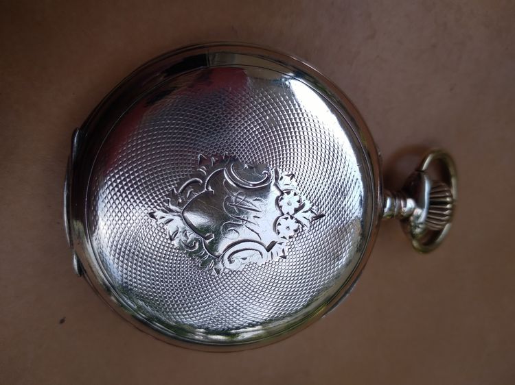 Vintage L.W.C.pocket watch silver body 1904's นาฬิกาพก ไขลาน หน้ากระเบื้อง เรือนเงินตอกโต็ต ขอบกะไหล่นาก เก่าอายุ100กว่าปี เดินปรกติ  รูปที่ 8