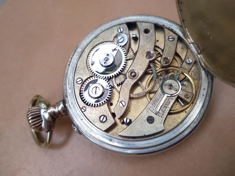 Vintage L.W.C.pocket watch silver body 1904's นาฬิกาพก ไขลาน หน้ากระเบื้อง เรือนเงินตอกโต็ต ขอบกะไหล่นาก เก่าอายุ100กว่าปี เดินปรกติ  รูปที่ 11