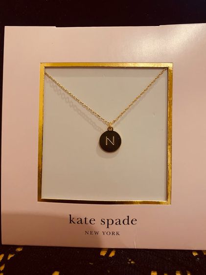 สร้อยคอ พร้อมจี้ ตัวอักษร  N   แท้ KATE SPADE NEW YORK MINI INITIAL PENDANT NECKLACE gold 8k ืแท้ 