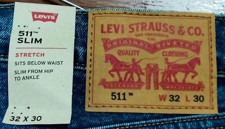 Levis 511 กางเกงยีนส์ชาย กระบอกเล็ก ผ้ายืด ของแท้ ป้าย31วัดจริง32 สวยมาก รูปที่ 9