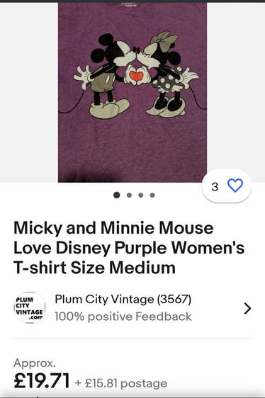 Disney Mickey and Minnie Mouse ❤️ 
T-shirt Family Fun Size XL Womens
สีม่วง คอกลม  ผ้ายืดนิ่ม  รูปที่ 6