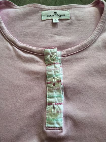 เสื้อยืดคอกลม แบรนด์ courreges(L) เสื้อสีสวยแนววินเทจ แบรนด์ดังงานVintage COURRÈGES  แบรนด์ PARIS ป้ายmade in china รูปที่ 8